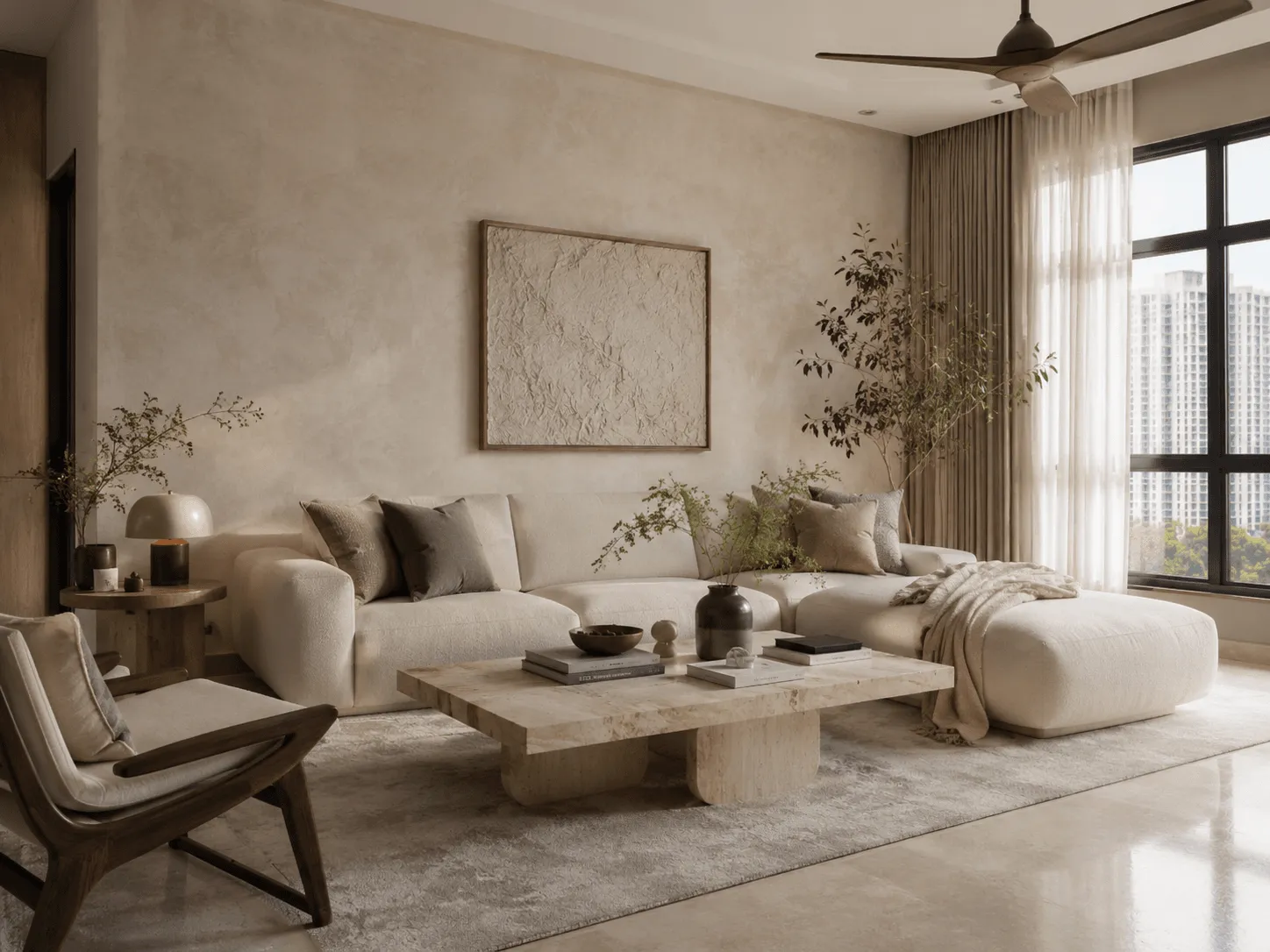 Limewash textured wall finish